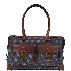 DN65 Dooney Bourke Denim Dbl Pkt Tote