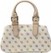 IT Bag in White with Natural Tan Leather Trim.